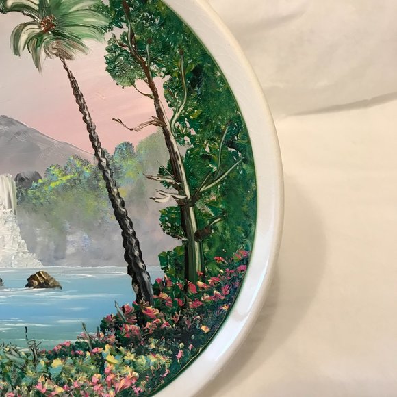 Original Oil Painting on Ceramic Plate Artist Signed Decorative Wall Hanging - Picture 3 of 6